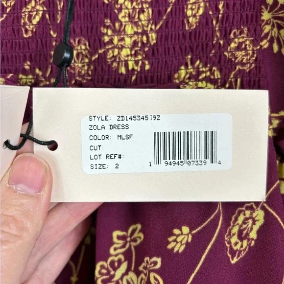 NWT Cinq a cept Zola dress maroon and starfruit sz 2 - Picture 9 of 14